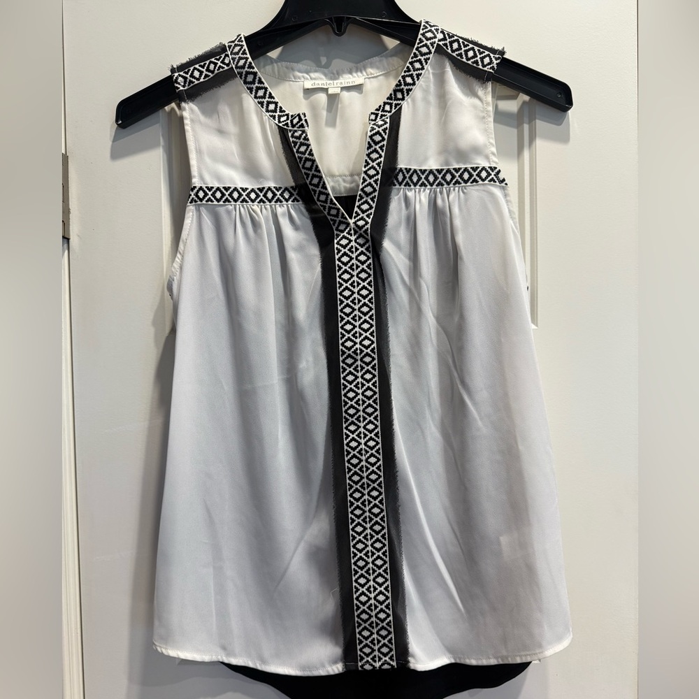 Daniel Rainn Cream Embellished Blouse with Mandarin Collar